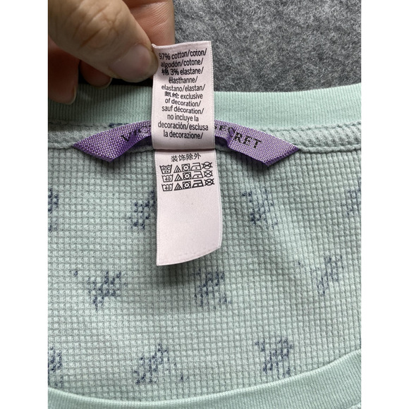 Victorias Secret Pajama Set Womens XS Mint Green Thermal Logo Long Johns - Picture 6 of 16